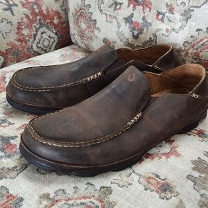 Olukai Moloa Mens Sz 14 Leather Slip-on Comfort Shoes Orig $140
